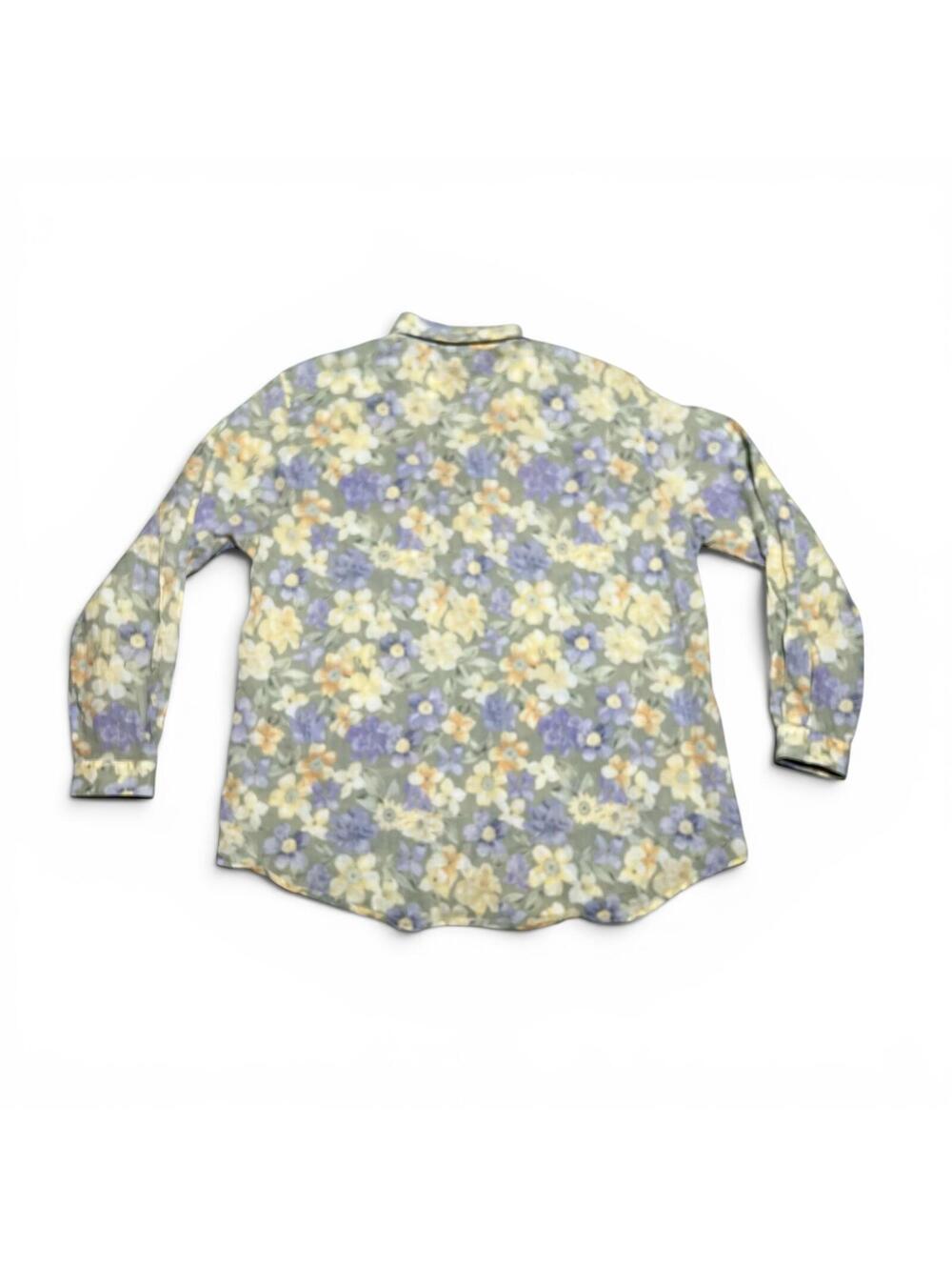 Vintage 90s LizSport Floral Cotton Button Down - Picture 2 of 4